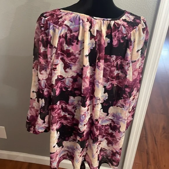 Lane Bryant Blouse Plus Size Women Basic White Pink V Neck Puff Sleeve - Picture 4 of 8